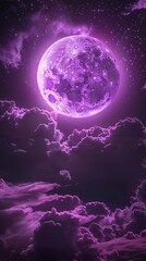 Purple Moon and Clouds.