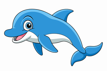 Obraz premium Funny Dolphin Vector Illustration Cartoon, Clipart, and Line Art Design, Playful dolphin vector illustration cartoon, clipart, and line art design on white background.