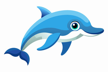 Funny Dolphin Vector Illustration Cartoon, Clipart, and Line Art Design, Playful dolphin vector illustration cartoon, clipart, and line art design on white background.