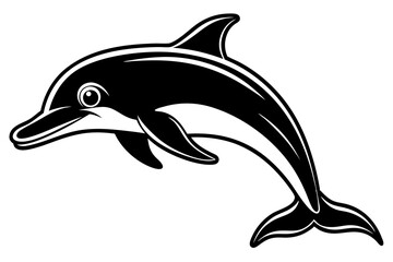 Fototapeta premium Funny Dolphin Vector Illustration Cartoon, Clipart, and Line Art Design, Playful dolphin vector illustration cartoon, clipart, and line art design on white background.