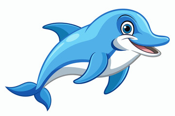 Funny Dolphin Vector Illustration Cartoon, Clipart, and Line Art Design, Playful dolphin vector illustration cartoon, clipart, and line art design on white background.