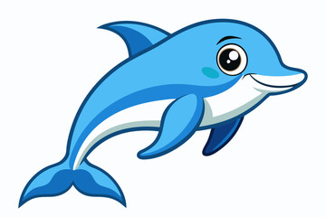 Funny Dolphin Vector Illustration Cartoon, Clipart, and Line Art Design, Playful dolphin vector illustration cartoon, clipart, and line art design on white background.