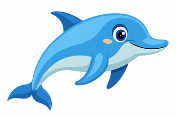 Fototapeta premium Funny Dolphin Vector Illustration Cartoon, Clipart, and Line Art Design, Playful dolphin vector illustration cartoon, clipart, and line art design on white background.