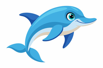 Funny Dolphin Vector Illustration Cartoon, Clipart, and Line Art Design, Playful dolphin vector illustration cartoon, clipart, and line art design on white background.