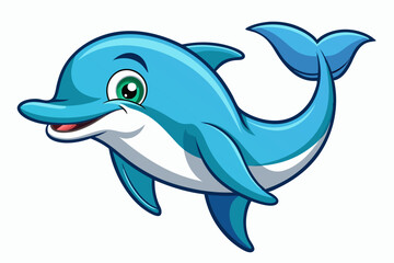 Funny Dolphin Vector Illustration Cartoon, Clipart, and Line Art Design, Playful dolphin vector illustration cartoon, clipart, and line art design on white background.