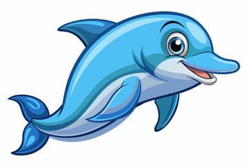 Funny Dolphin Vector Illustration Cartoon, Clipart, and Line Art Design, Playful dolphin vector illustration cartoon, clipart, and line art design on white background.
