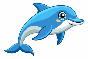 Funny Dolphin Vector Illustration Cartoon, Clipart, and Line Art Design, Playful dolphin vector illustration cartoon, clipart, and line art design on white background.