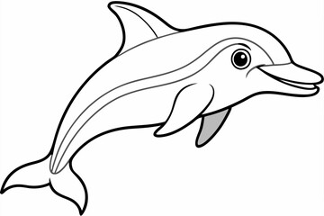 Fototapeta premium Funny Dolphin Vector Illustration Cartoon, Clipart, and Line Art Design, Playful dolphin vector illustration cartoon, clipart, and line art design on white background.
