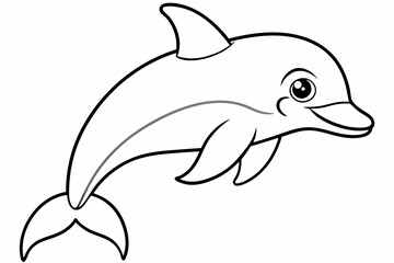 Funny Dolphin Vector Illustration Cartoon, Clipart, and Line Art Design, Playful dolphin vector illustration cartoon, clipart, and line art design on white background.