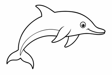 Funny Dolphin Vector Illustration Cartoon, Clipart, and Line Art Design, Playful dolphin vector illustration cartoon, clipart, and line art design on white background.