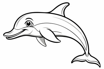 Funny Dolphin Vector Illustration Cartoon, Clipart, and Line Art Design, Playful dolphin vector illustration cartoon, clipart, and line art design on white background.