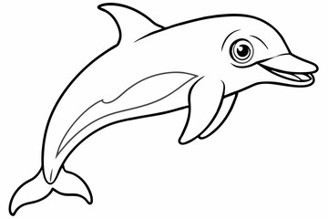 Funny Dolphin Vector Illustration Cartoon, Clipart, and Line Art Design, Playful dolphin vector illustration cartoon, clipart, and line art design on white background.