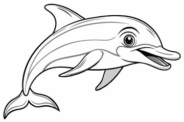 Funny Dolphin Vector Illustration Cartoon, Clipart, and Line Art Design, Playful dolphin vector illustration cartoon, clipart, and line art design on white background.