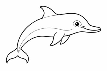Fototapeta premium Funny Dolphin Vector Illustration Cartoon, Clipart, and Line Art Design, Playful dolphin vector illustration cartoon, clipart, and line art design on white background.