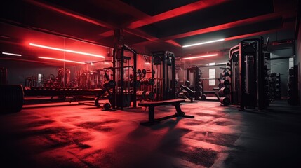 Red Lit Fitness Center