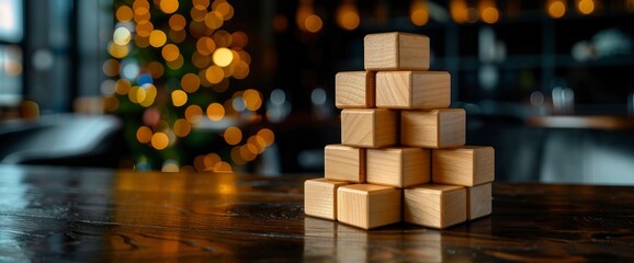 Happy New Year 2025 On Wooden Cubes For Background, Marking The Occasion With Simplicity
