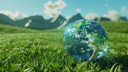 Green Planet and Trees World Ozone Day Background and Eco Concept