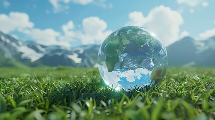 Green Planet and Trees World Ozone Day Background and Eco Concept