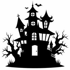 HAUNTED HOUSE SVG , Halloween Bundle Svg, Halloween haunted house, Instant Download, silhouette, Svg cut file, clip art, Cricut, Spooky House SVG, Bats
