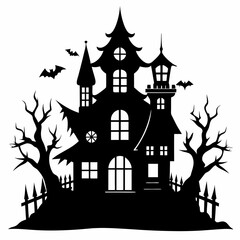 HAUNTED HOUSE SVG , Halloween Bundle Svg, Halloween haunted house, Instant Download, silhouette, Svg cut file, clip art, Cricut, Spooky House SVG, Bats