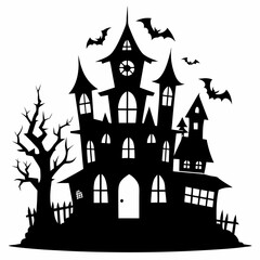 HAUNTED HOUSE SVG , Halloween Bundle Svg, Halloween haunted house, Instant Download, silhouette, Svg cut file, clip art, Cricut, Spooky House SVG, Bats