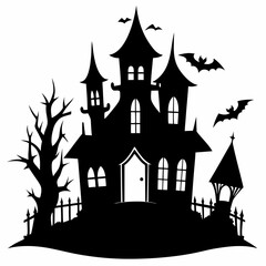 HAUNTED HOUSE SVG , Halloween Bundle Svg,,Halloween haunted house, Instant Download, silhouette, Svg cut file, clip art,, cricut, Spooky House SVG, Bats