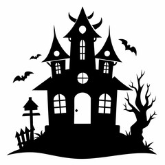 HAUNTED HOUSE SVG , Halloween Bundle Svg,,Halloween haunted house, Instant Download, silhouette, Svg cut file, clip art,, cricut, Spooky House SVG, Bats