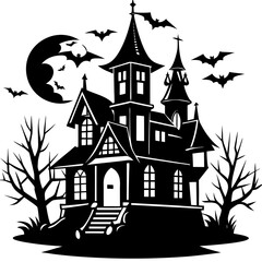 HAUNTED HOUSE SVG , Halloween Bundle Svg, Halloween haunted house, Instant Download, silhouette, Svg cut file, clip art, Cricut, Spooky House SVG, Bats
