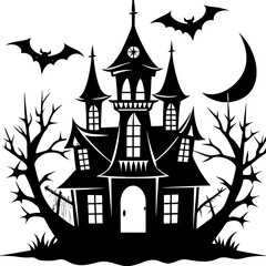 HAUNTED HOUSE SVG , Halloween Bundle Svg,,Halloween haunted house, Instant Download, silhouette, Svg cut file, clip art,, cricut, Spooky House SVG, Bats