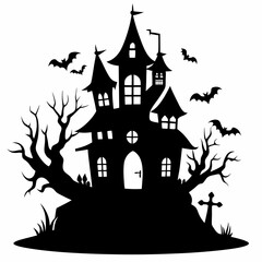 HAUNTED HOUSE SVG , Halloween Bundle Svg, Halloween haunted house, Instant Download, silhouette, Svg cut file, clip art, Cricut, Spooky House SVG, Bats