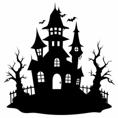 HAUNTED HOUSE SVG , Halloween Bundle Svg,,Halloween haunted house, Instant Download, silhouette, Svg cut file, clip art,, cricut, Spooky House SVG, Bats