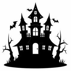 HAUNTED HOUSE SVG , Halloween Bundle Svg, Halloween haunted house, Instant Download, silhouette, Svg cut file, clip art, Cricut, Spooky House SVG, Bats