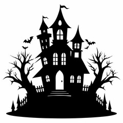 HAUNTED HOUSE SVG , Halloween Bundle Svg, Halloween haunted house, Instant Download, silhouette, Svg cut file, clip art, Cricut, Spooky House SVG, Bats
