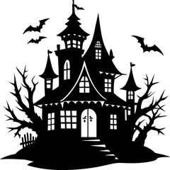HAUNTED HOUSE SVG , Halloween Bundle Svg, Halloween haunted house, Instant Download, silhouette, Svg cut file, clip art, Cricut, Spooky House SVG, Bats