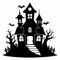 HAUNTED HOUSE SVG , Halloween Bundle Svg,,Halloween haunted house, Instant Download, silhouette, Svg cut file, clip art,, cricut, Spooky House SVG, Bats