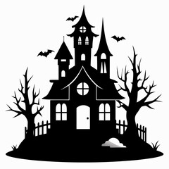 HAUNTED HOUSE SVG , Halloween Bundle Svg,,Halloween haunted house, Instant Download, silhouette, Svg cut file, clip art,, cricut, Spooky House SVG, Bats