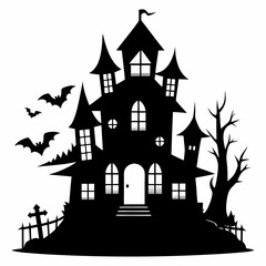 HAUNTED HOUSE SVG , Halloween Bundle Svg,,Halloween haunted house, Instant Download, silhouette, Svg cut file, clip art,, cricut, Spooky House SVG, Bats
