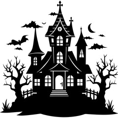 HAUNTED HOUSE SVG , Halloween Bundle Svg,,Halloween haunted house, Instant Download, silhouette, Svg cut file, clip art,, cricut, Spooky House SVG, Bats