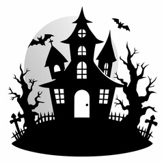 HAUNTED HOUSE SVG , Halloween Bundle Svg,,Halloween haunted house, Instant Download, silhouette, Svg cut file, clip art,, cricut, Spooky House SVG, Bats