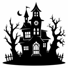 HAUNTED HOUSE SVG , Halloween Bundle Svg,,Halloween haunted house, Instant Download, silhouette, Svg cut file, clip art,, cricut, Spooky House SVG, Bats