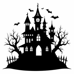 HAUNTED HOUSE SVG , Halloween Bundle Svg,,Halloween haunted house, Instant Download, silhouette, Svg cut file, clip art,, cricut, Spooky House SVG, Bats