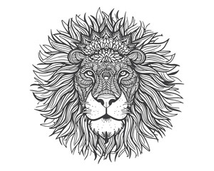 Obraz premium lion face line art mandala design