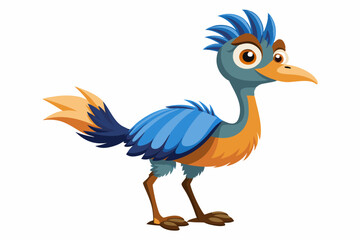Funny Emu Vector Illustration Cartoon, Clipart, and Line Art on White Background, Funny emu cartoon vector illustration, clipart, and line art on white background