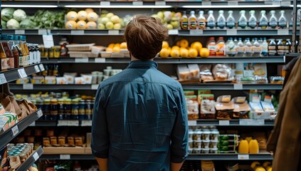 Man Shopping in Grocery Store
