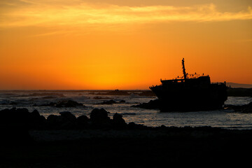 fishing boat at sunset