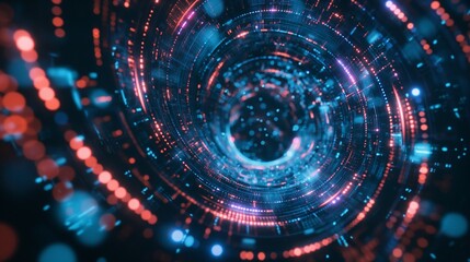 Obraz premium Cyber ​​round, abstract machine learning 