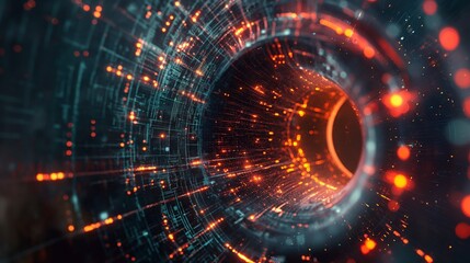Obraz premium Cyber ​​round, abstract machine learning 