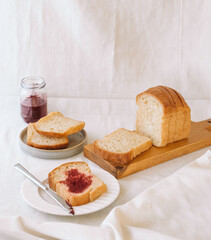 a slice of bread with jam or preserves on it