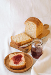 a slice of bread with jam on top