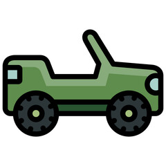 jeep icon illustration design with filled outline
